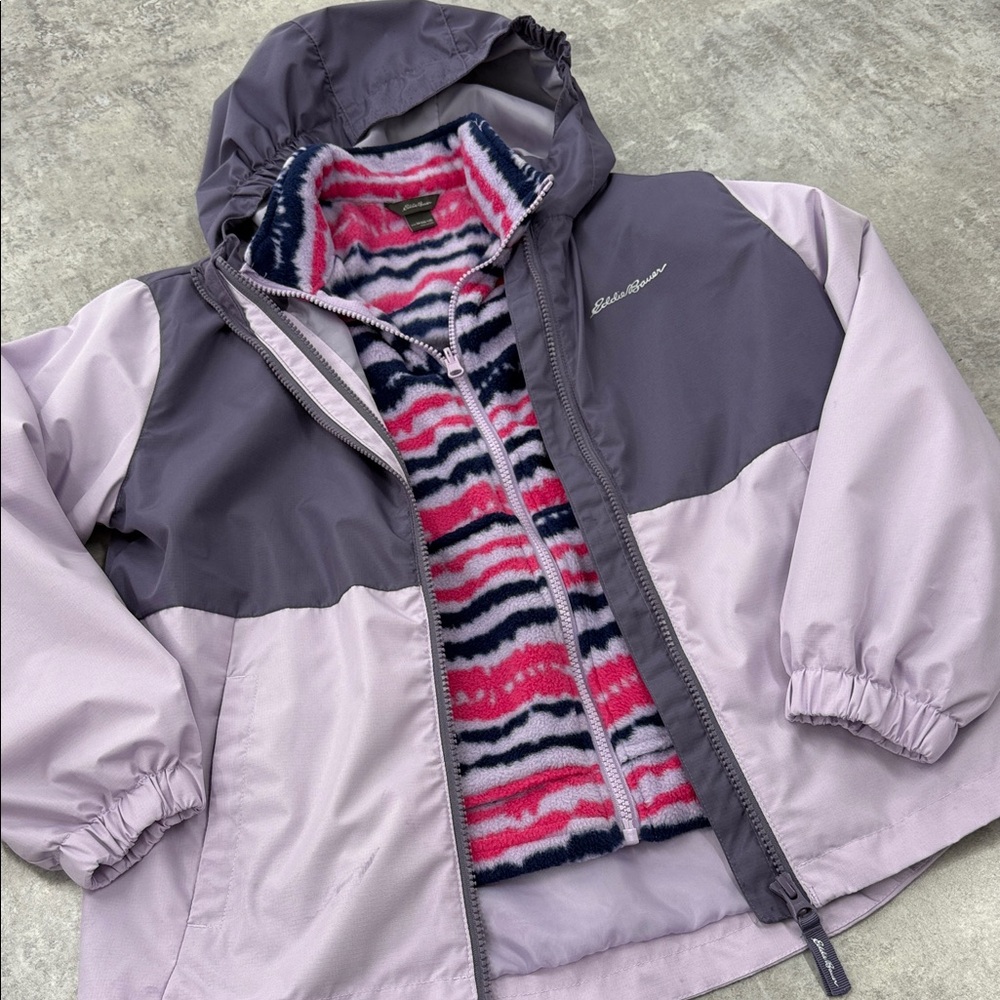 Eddie Bauer Kids' Lavender and Pink Raincoat. Size 10/12